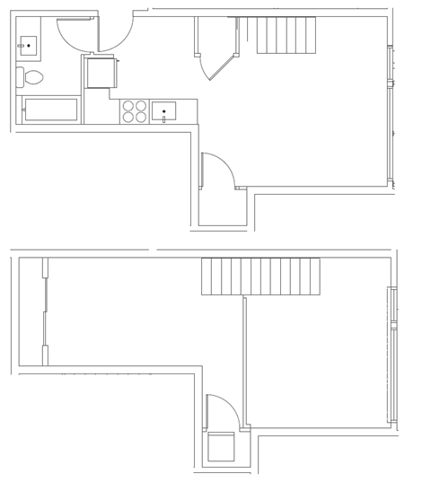 A black and white image of two floor plans.